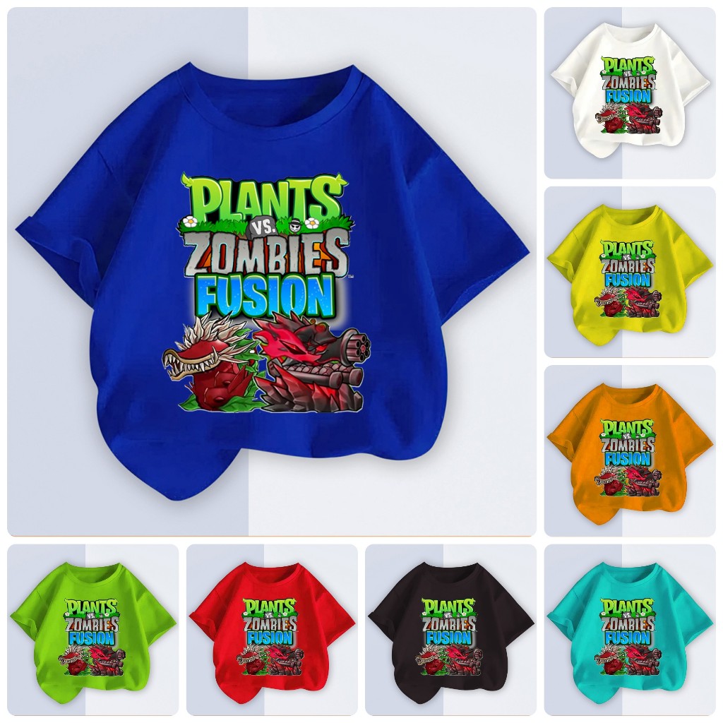 Áo phông trẻ em Áo thun POLY THÁI In Hình PLANTS VS ZOMBIES FUSION size từ 0-90kg với 8 màu lựa chọn