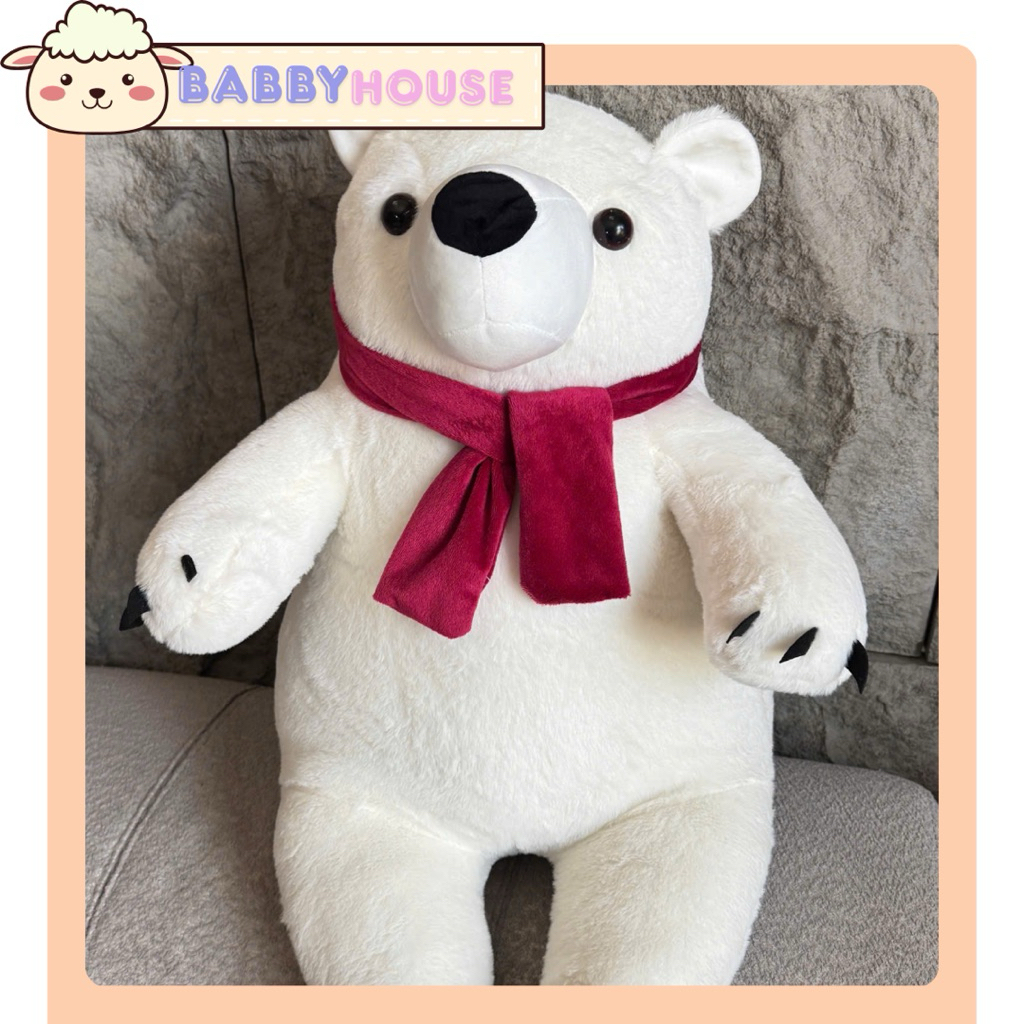 Gấu Bông Bắc Cực Decor Giáng Sinh, Gấu Tuyết Decor Noel 70cm Gấu bông Bắc Cực 70cm quàng khăn đáng y