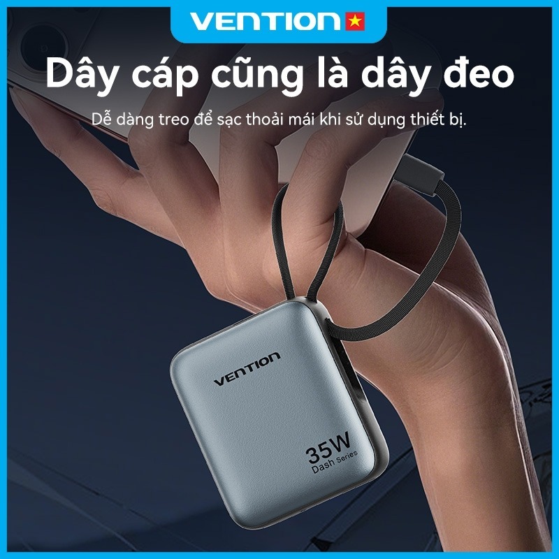 Sạc Dự Phòng 10000mAh Vention 35W Hỗ Trợ PD Có Sẵn Dây USB-C & Light Thiết Kế Nhỏ Gọn Dùng Cho Điện Thoại ,Tai Nghe | BigBuy360 - bigbuy360.vn
