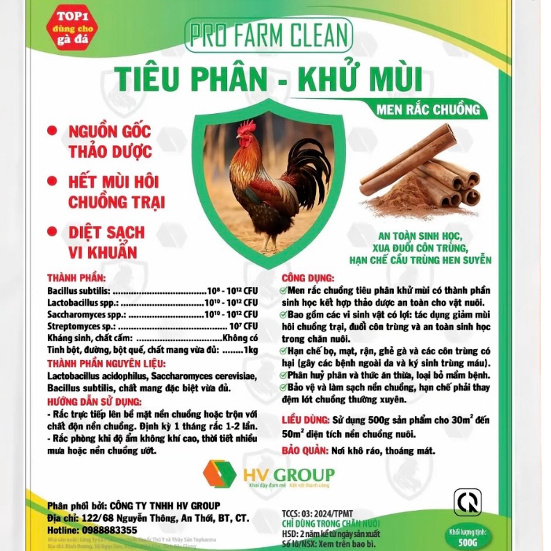 Men Rắc Chuồng (500g,1kg) - Giúp Khử Mùi, Tiêu Phân, Vệ Sinh Chuồng Trại, Giảm Mùi Hôi, Sạch Khuẩn