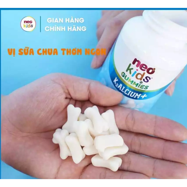 NeoKids Gummies canxi ( hộp 60 viên nhai)  Kẹo canxi cho bé vị sữa chua cho bé