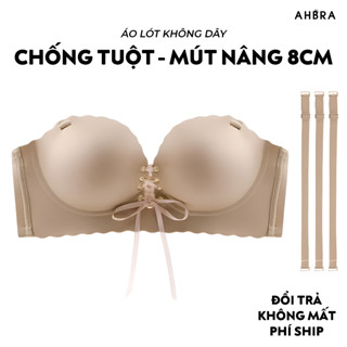  Áo Ngực Không Dây Chống Tuột Nâng Ngực Tạo Khe Độn Dày 8cm Su Đúc 2in1 AHBRA FS04 
