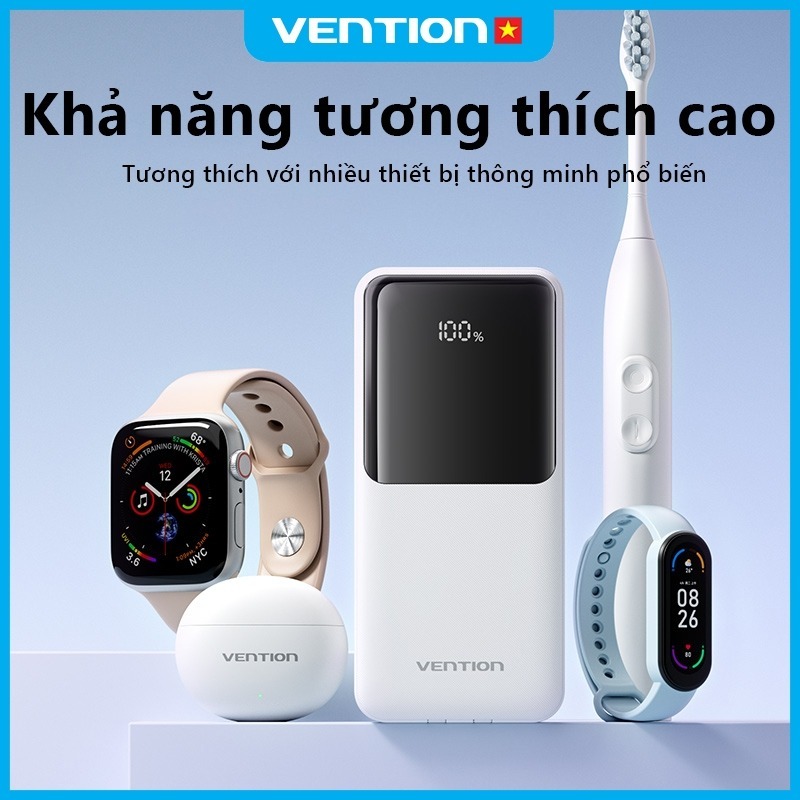 Sạc Dự Phòng 20000mAh 22.5W Vention,Có Sẵn Dây Cáp Type C Và Light, Sạc được 4 thiết bị cùng lúc | BigBuy360 - bigbuy360.vn