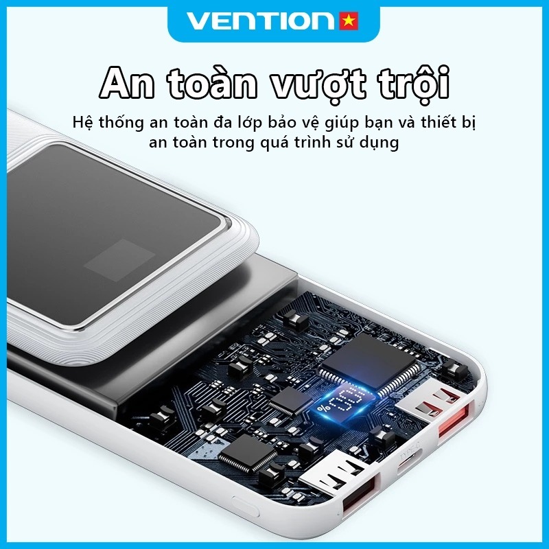 Sạc Dự Phòng 20000mAh 22.5W Vention,Có Sẵn Dây Cáp Type C Và Light, Sạc được 4 thiết bị cùng lúc | BigBuy360 - bigbuy360.vn