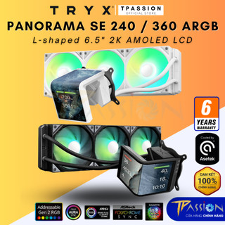  Tản nhiệt nước AIO CPU TRYX PANORAMA SE 360   240 -ARGB LED- Black White-Màn hình LCD AMOLED L-shape 