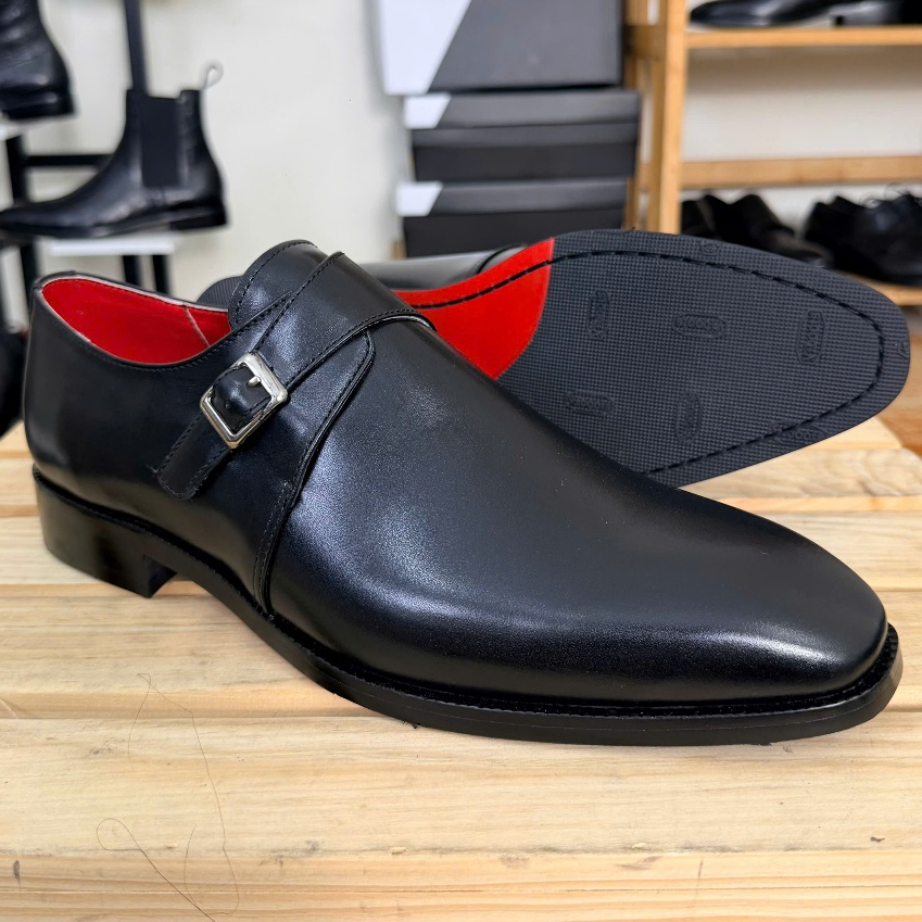 Giày Da Nam Đế Đỏ Single Monkstrap Thương Hiệu Viboots Tăng Chiều Cao Chất Liệu Da Cao Cấp Êm Chân