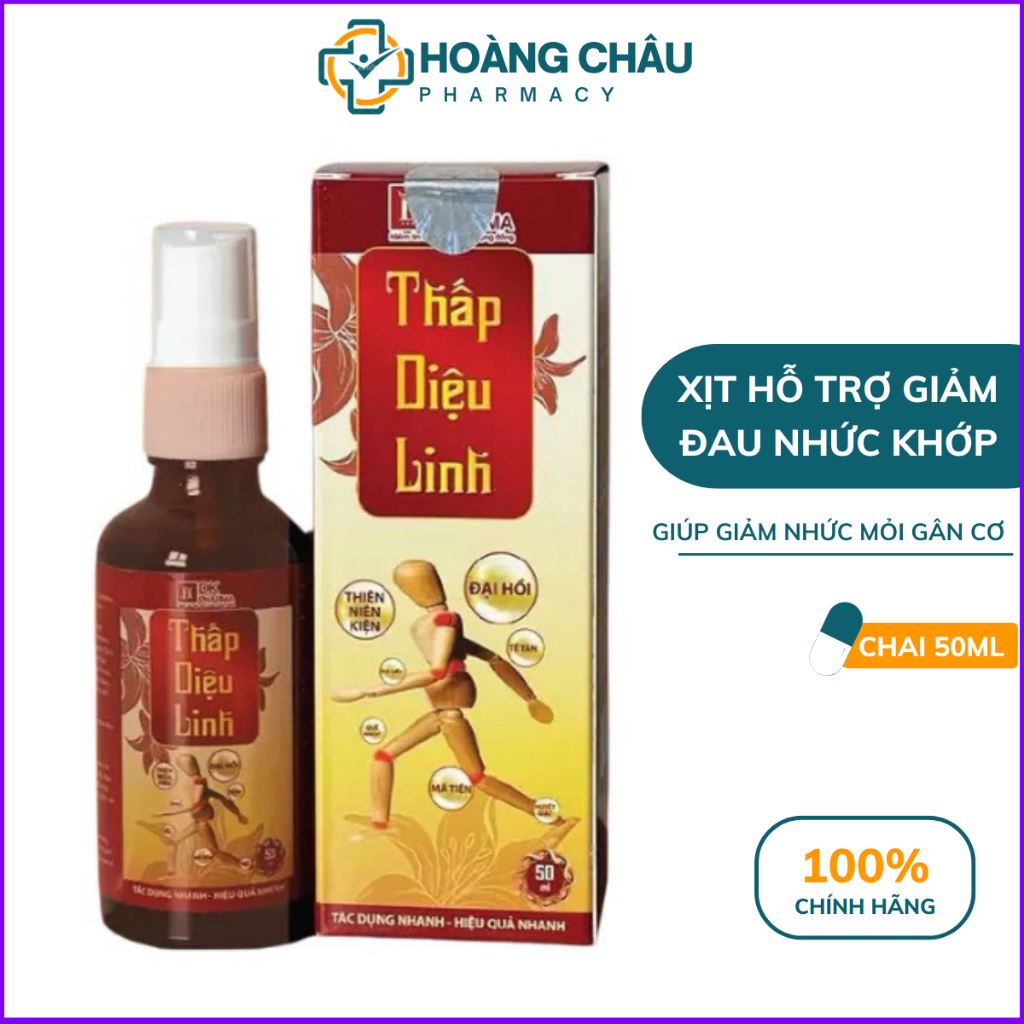 Xịt Giảm Đau Nhức Xương Khớp Thấp Diệu Linh – Giảm Nhức Mỏi Gân Cơ, Dễ Chịu Khi Xoa Bóp, Chai 50ml