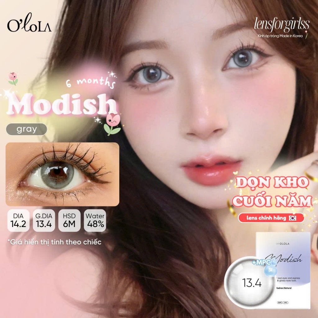 Lens đối xứng | Lens cận GIÃN TRÒNG ẨM CAO MODISH GRAY chính hãng OLOLA | LENSFORGIRLSS
