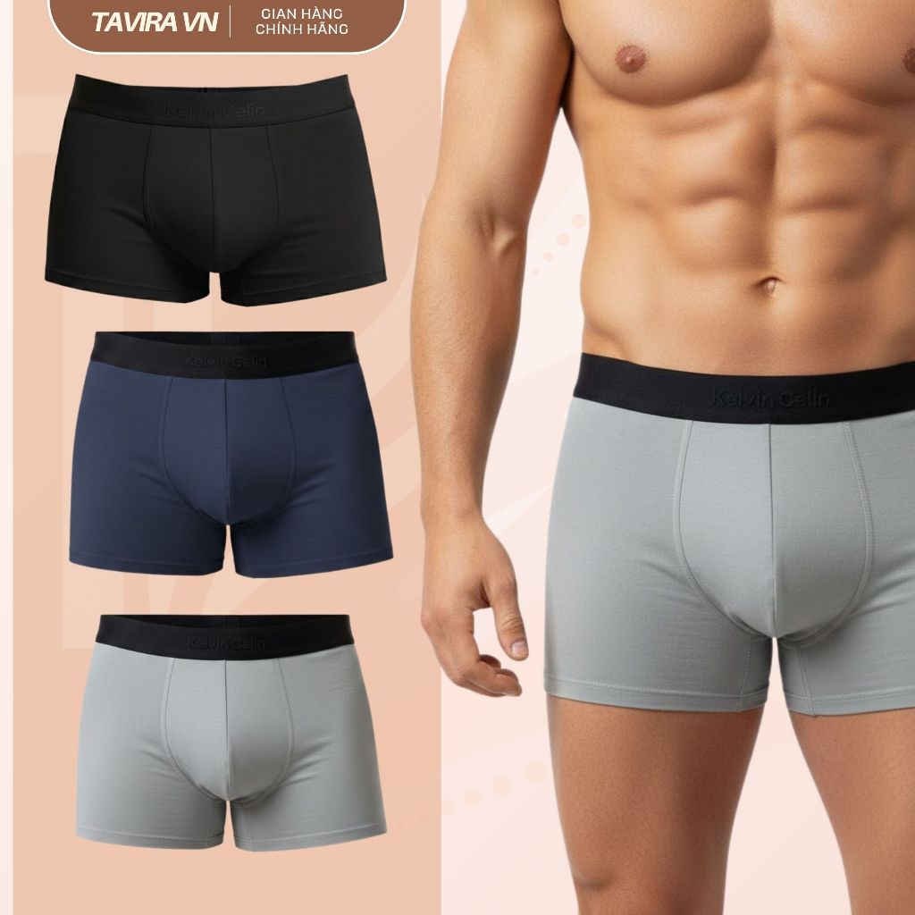 Quần Lót Nam Kelvin Celin Cao Cấp Sịp Đùi Nam Thun Lạnh Co Giãn 4 Chiều, Kháng Khuẩn, Thoáng Khí