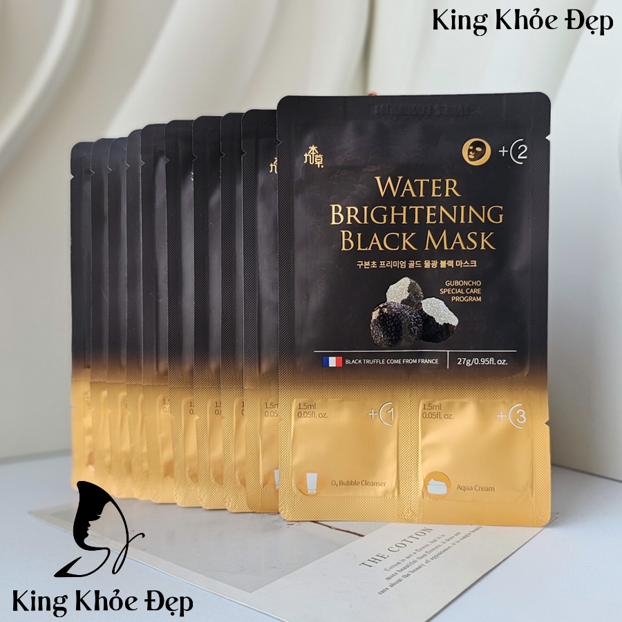 Mặt Nạ Thải Độc Guboncho Premium Gold Water Brightening Black Mask 10 Miếng