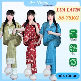  Đồ ngủ nữ BIGSIZE 55-75Kg đồ bộ nữ mặc nhà pijama quần dài tay ngắn lụa mịn mát đồ ngủ lụa mặc nhà 