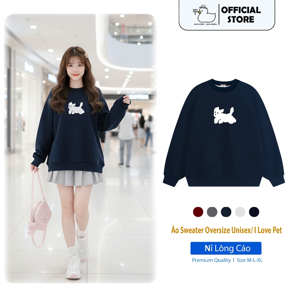 Áo Sweater Nỉ Lông Cáo Local Brand Duck Store | I Love Pet