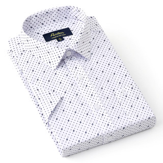  Áo Sơ Mi Nam Công Sở Trung Niên Thương Hiệu Anton Màu Trắng Họa Tiết Chấm Bi Ngắn Tay Vải Cotton- 808 