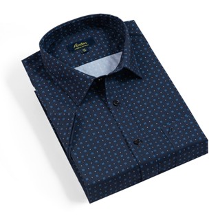  Áo Sơ Mi Nam Công Sở Trung Niên Anton Xanh Tím Than Ngắn Tay Vải Cotton Họa Tiết Hoa Nhí – 809 