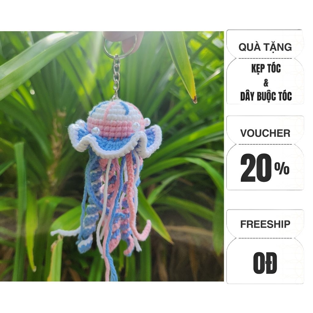 móc khóa len con sứa