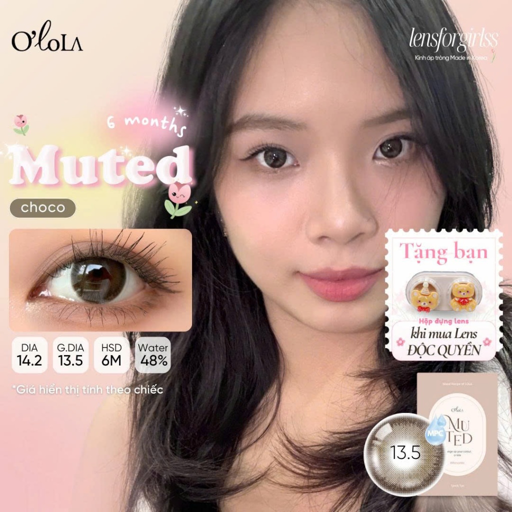 Lens cận | Kính áp tròng GIÃN TRÒNG ẨM CAO tự nhiên MUTED CHOCO chính hãng OLOLA | Lens nâu choco | 