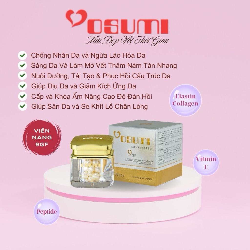 viên e osumi 9gf hộp 30 viên ( tặng sửa rửa mặt ngân anh + mặt nạ )