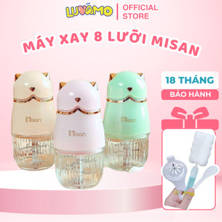  Máy xay ăn dặm cho bé 8 lưỡi MISAN dung tích 300ml hình mèo ngộ nghĩnh bảo hành 18 tháng Luvamo 