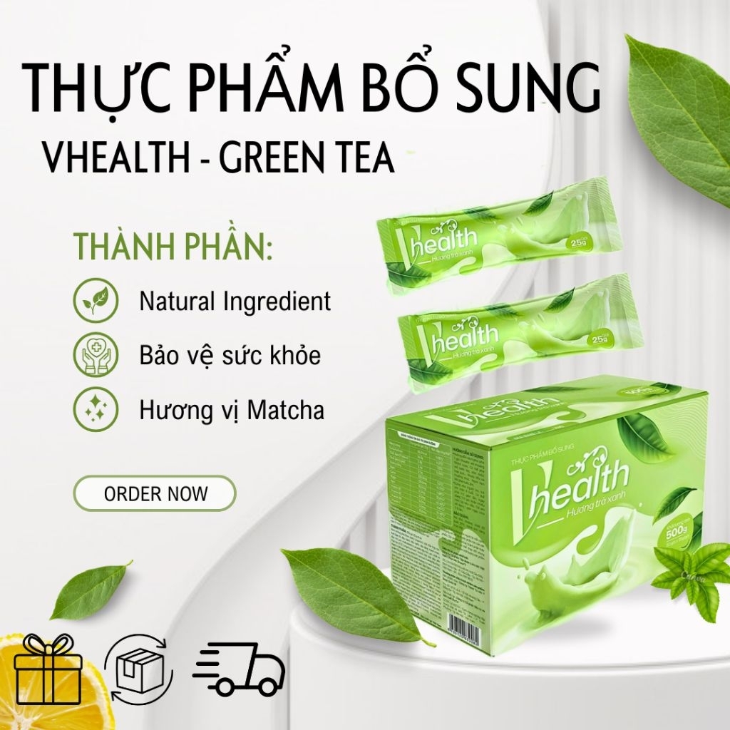 [HÀNG CHÍNH HÃNG] Vhealth hương trà xanh thơm ngon hỗ trợ bảo vệ sức khỏe, bổ sung dưỡng chất cho cơ