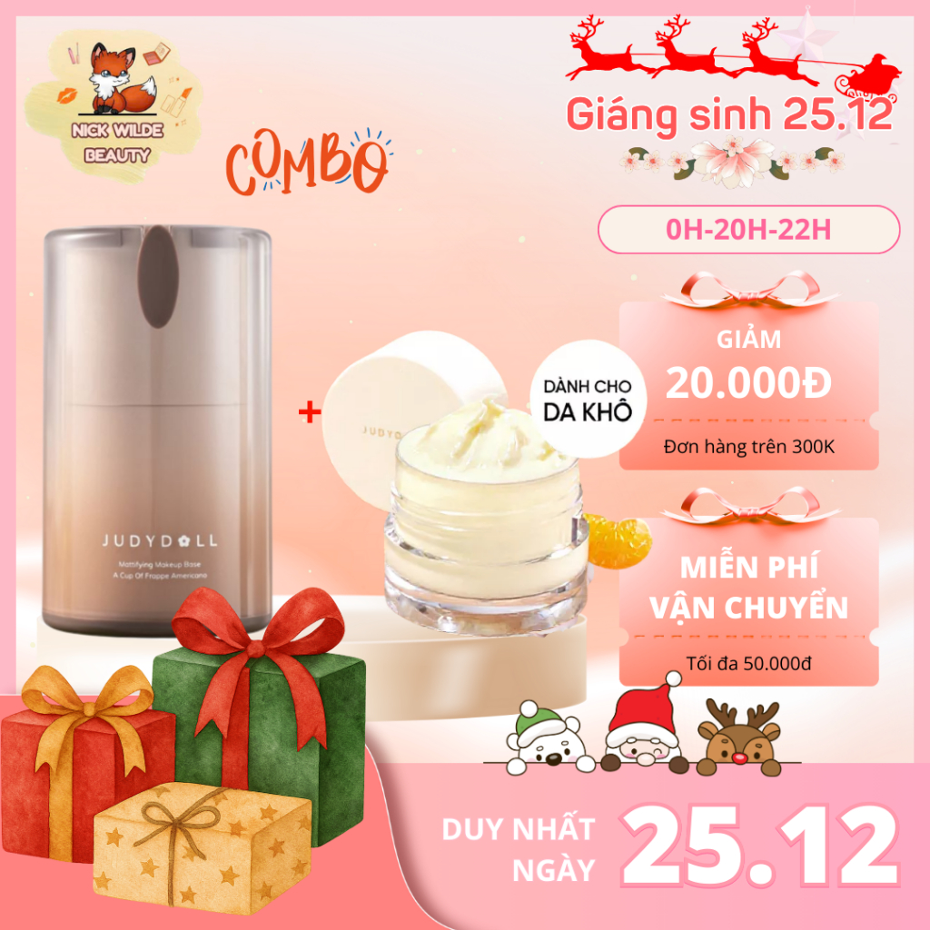 Combo 2 Kem lót kiềm dầu 2-in-1 Judydoll Mattifying Makeup Base 30g dưỡng ẩmcho da dầu và da khô
