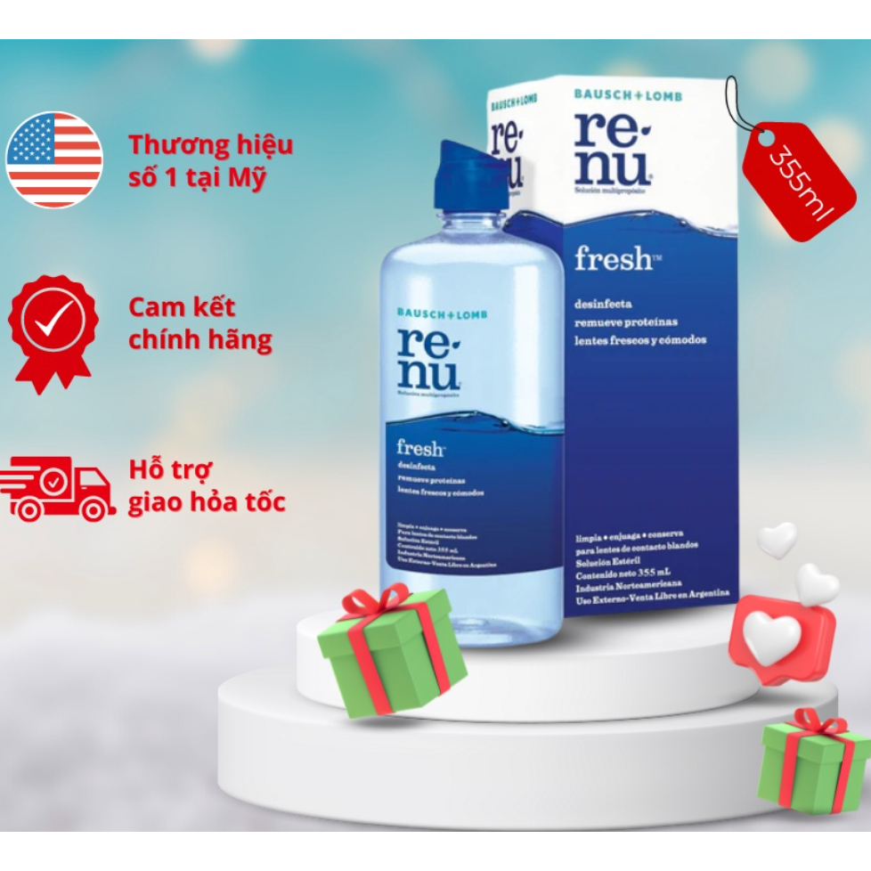 Nước ngâm lens RENU 355ml (Tặng kèm khay đựng)