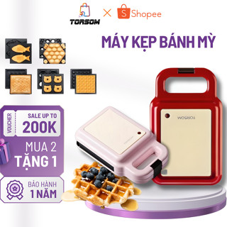  Máy Kẹp Bánh Mì Torsom Yidpu Hẹn Giờ,Làm Bánh Waffle,Sandwich Máy Nướng Bánh Máy Làm Bánh Cho Bé 