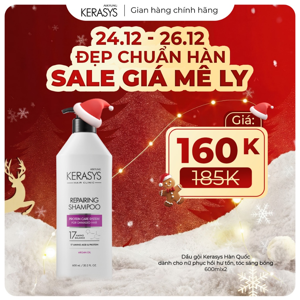  Dầu gội Hàn Quốc phục hồi nuôi dưỡng và cân bằng độ ẩm cho tóc yếu hư tổn Kerasys Hair Clinic 600ml 