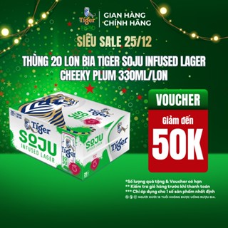  Nồng độ cồn 4% - Thùng 20 Lon Bia Tiger Soju Infused Lager Cheeky Plum  vị Soju Mận  330ml Lon 