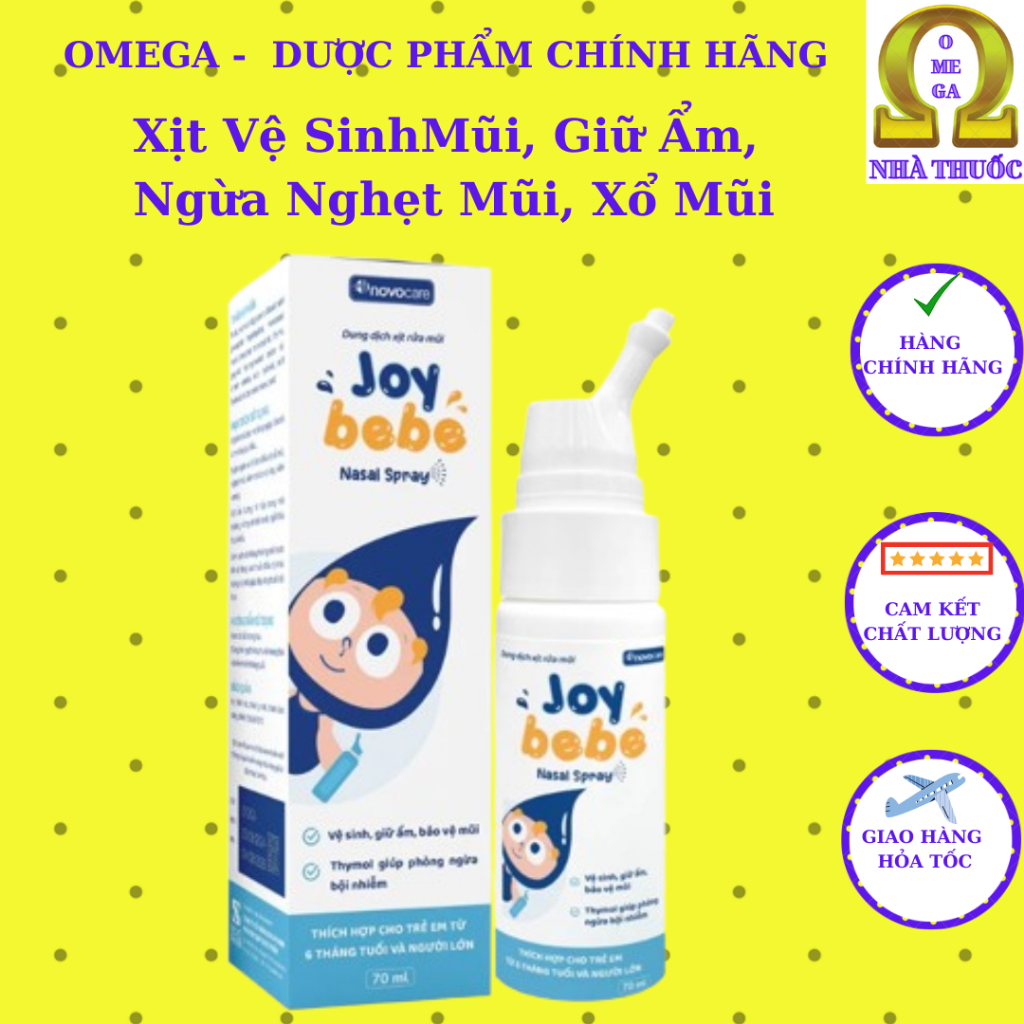 Dung Dịch Xịt Rửa Mũi Joy Bebe (HSD 2028 70ml) – Vệ Sinh Mũi, Giữ Ẩm, Ngừa Ngạt Mũi,  Kết Hợp Thymo 