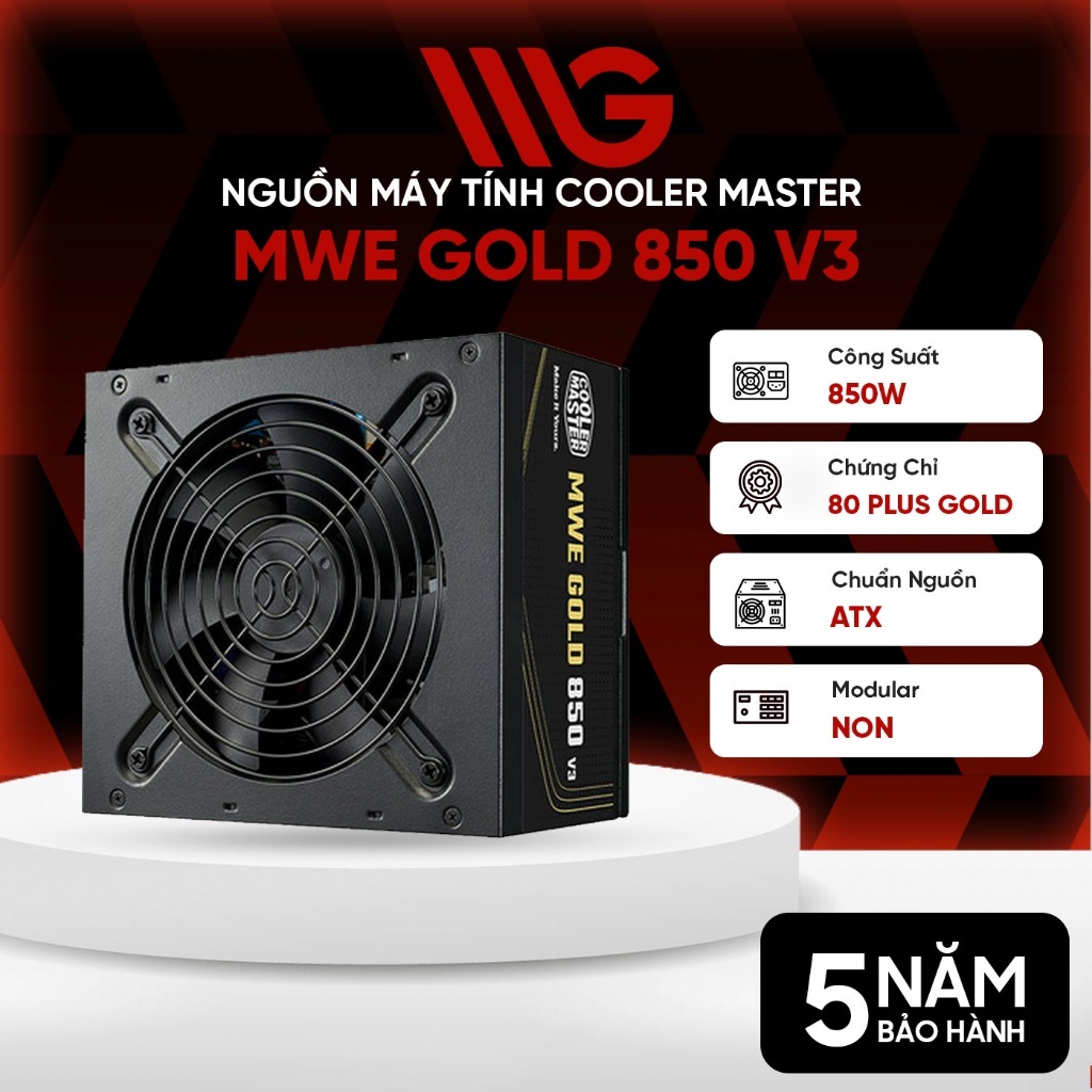 Nguồn máy tính Cooler Master MWE Gold V3 ATX 3.1 Non-Modular 850W / 750W / 650W – Chuẩn 80 Plus Gold