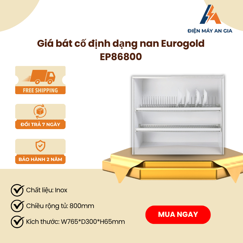 Giá Bát Cố Định Eurogold EP86800 – Inox 201 Mạ Crom – Thiết Kế Tinh Tế Hiện Đại – PEB