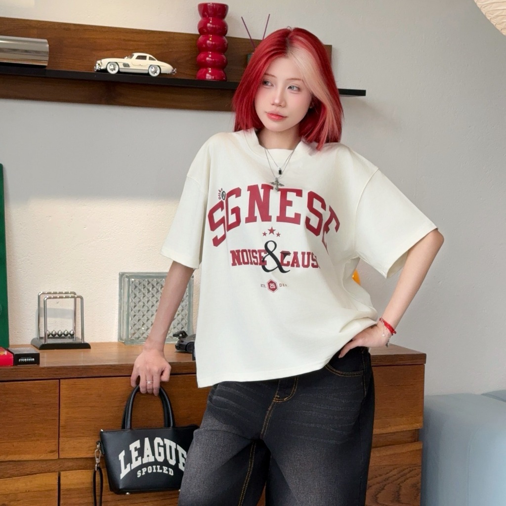 Áo Thun Boxy Thêu Nổi     Cotton 280gsm Nam Nữ Unisex LocalBrand