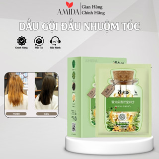 Dầu Gội Nhuộm Tóc Amida Phủ Đều Màu Sợi Tóc Óng Mượt Thành Phần Thảo Dược Bảo Vệ Tóc Khoẻ Hộp 10 Gói
