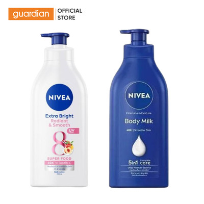 Combo Sữa Dưỡng Thể Nivea Extra White Radiant & Smooth 500ml & Nivea Dưỡng Ẩm Chuyên Sâu Intensive Moisture 500ml