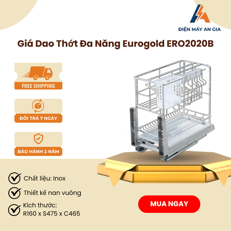 Giá Dao Thớt Đa Năng Eurogold ERV5420VX – Thiết Kế Nan Vuông Chắc Chắn – Sắp Xếp Gọn Gàng – PEB