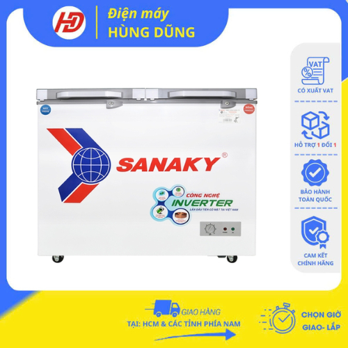 [ SHIP HOẢ TỐC HCM ]Tủ đông Sanaky 2 ngăn đông và mát VH-3699W4K (260 lít, nắp kính xám)- Chính hãng