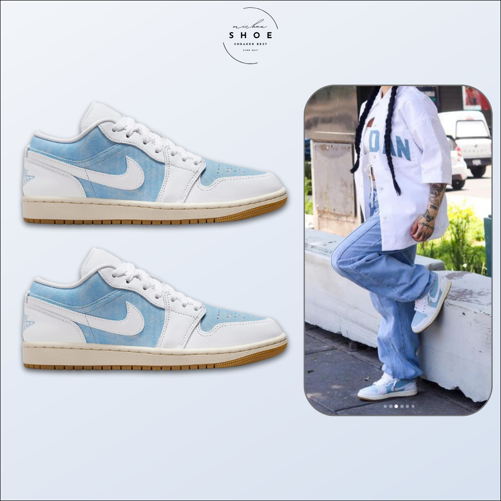 Giày Thể Thao JD1 Low Denim Xanh – Sneaker Nam Nữ JD Xanh Bò Cao Cấp [Tặng Kèm Hộp + Dây Phụ]