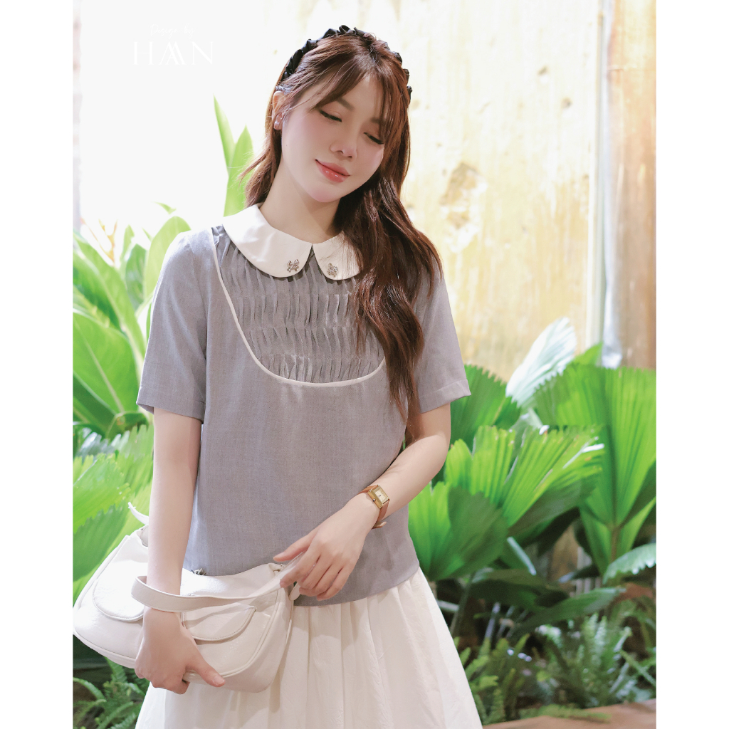 Áo Sơ Mi Công Sở Nữ Thiết Kế Cổ Sen Dịu Dàng Màu Xám Lông Chuột HAAN Design SM902