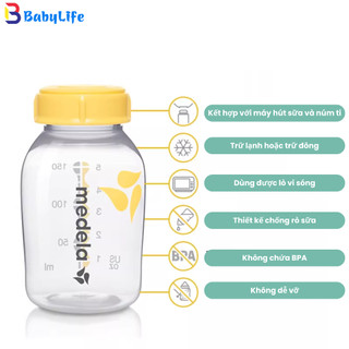 Bình Trữ Sữa Medela 150ml / 250ml, Bình Đựng Sữa Medela Chính Hãng – Nhựa PP An Toàn Không BPA