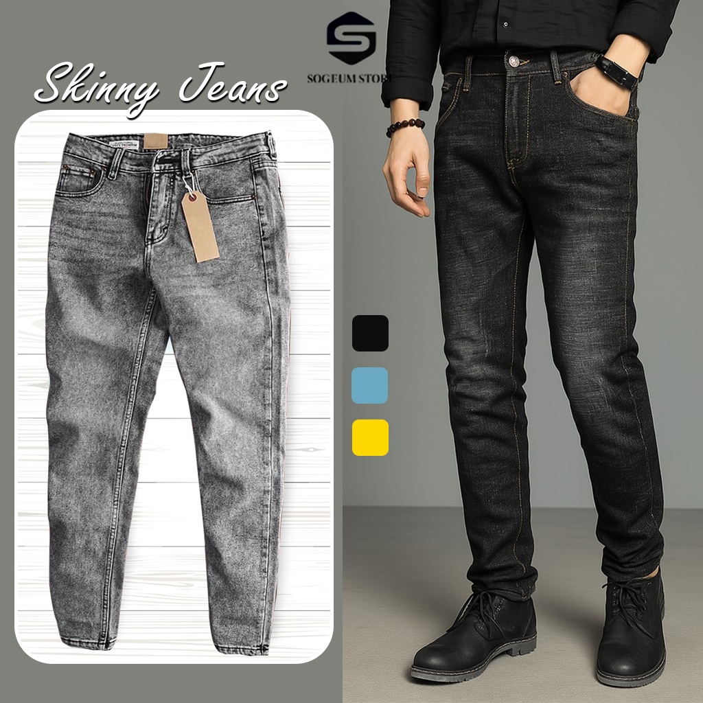 Quần jean nam skinny màu xám tro, quần bò co giãn 4 chiều slimfit chất vải bò cao cấp Sogeum
