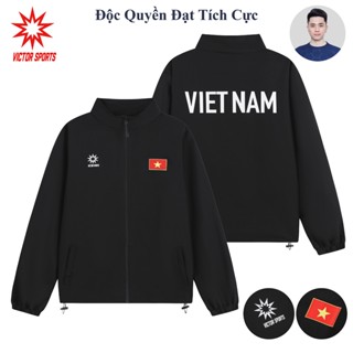 Áo khoác gió thể thao VIỆT NAM 2 lớp cổ cao  - Áo khoác gió thể thao phù hợp mặc bốn mùa quanh năm-GIÓ CỔ CAO