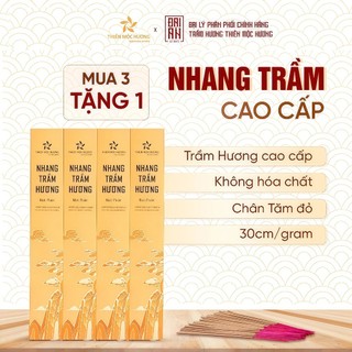  Mua 3 tặng 1 nhang trầm hương THIÊN MỘC HƯƠNG  hương trầm ít khói không hóa chất dài 30cm 