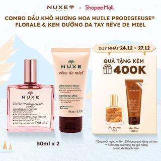  Combo Dầu dưỡng khô đa năng Hương Hoa Huile Prodigieuse Florale 50ml & Kem dưỡng da tay và móng Nuxe Reve De Miel 50ml 