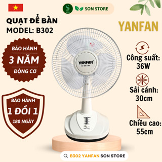 Quạt Bàn B302 YANFAN Động Cơ Motor Dây Đồng 100%, 36W, Chiều Cao 55cm, Hàng Chính Hãng.