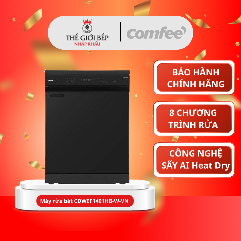 Máy rửa bát thông minh COMFEE CDWEF1401HB-W-VN - Công nghệ AI ​tự động phù hợp mọi phong cách