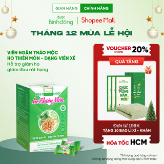  Viên ngậm thảo mộc ho Thiên Môn Dược Bình Đông dạng viên xé - Hỗ trợ giảm ho giảm đau rát họng 