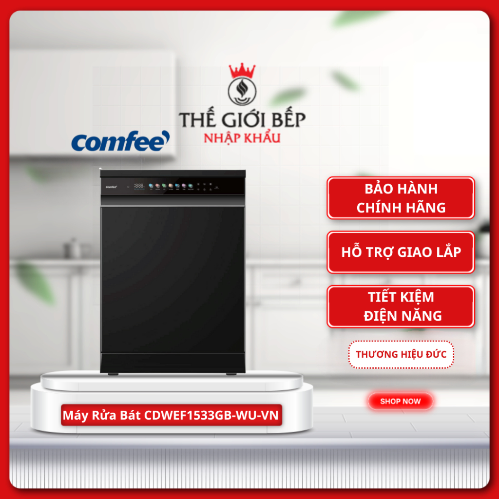 Máy Rửa Bát  Comfee CDWEF1533GB-WU-VN - 15 bộ, 10 chương trình,Inverter tiết kiệm điện