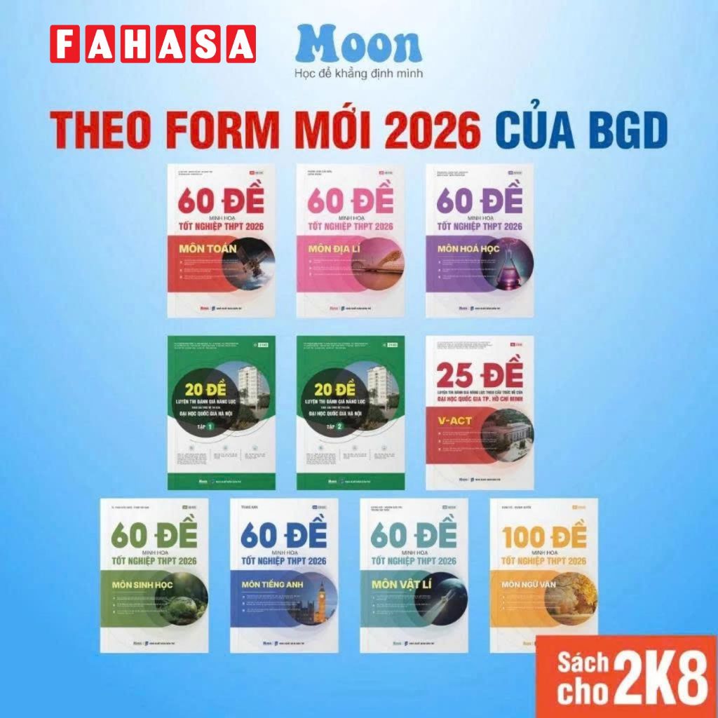 Sách - Bộ Đề Minh Hoạ Ôn Thi THPT 2026 Môn Toán, Lý, Hoá, Sinh, Anh, Văn, Sử, Địa - Fahasa Tặng Phiếu Trắc Nghiệm