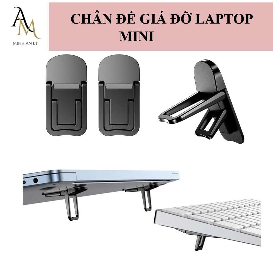 Bộ 2 Chân Dán Đỡ Laptop Minni, Chân Đế Laptop - Bàn Phím Có Thể Gập Lại Với 2 Góc Có Thể Điều Chỉnh