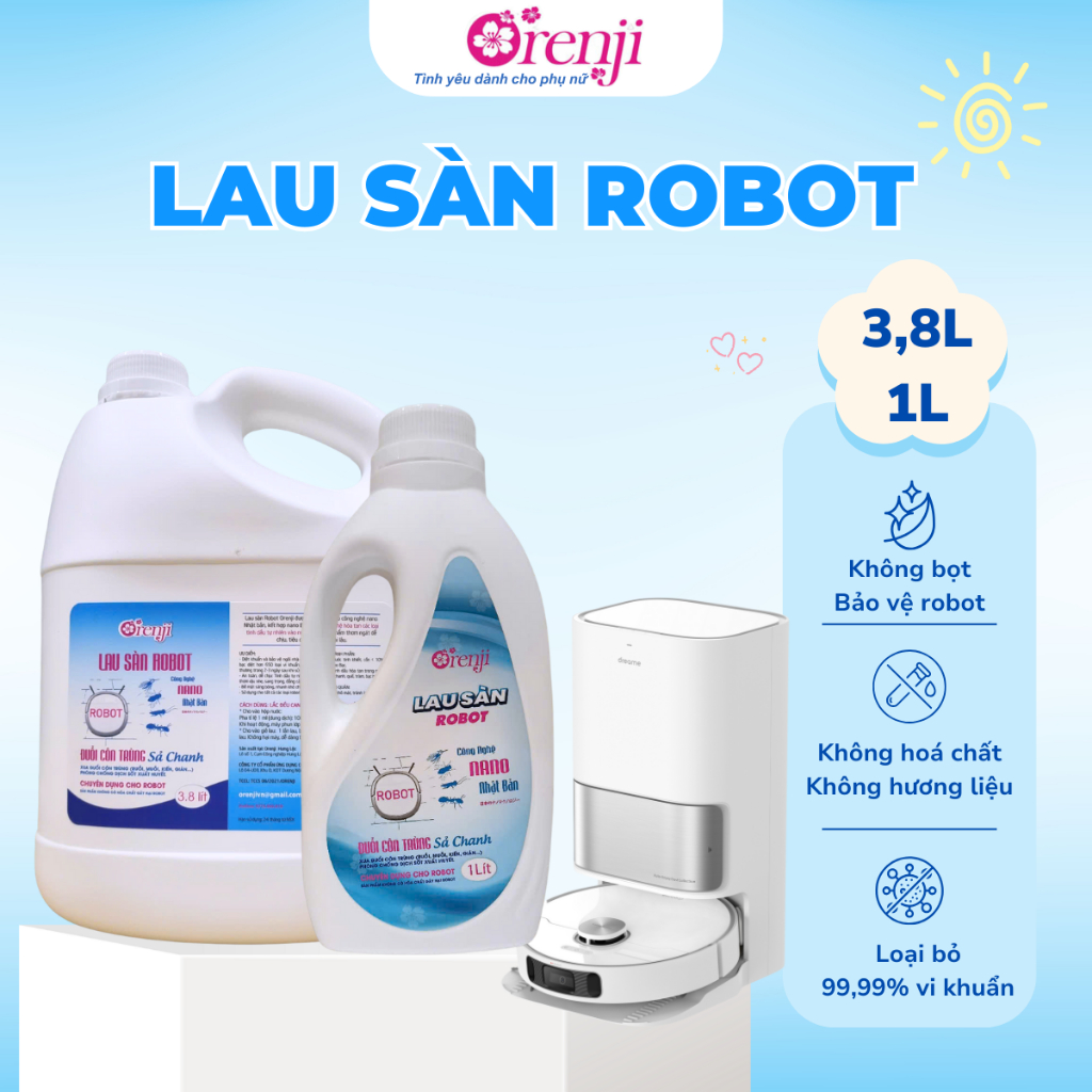 Nước lau sàn chuyên dụng cho ROBOT hút bụi lau nhà Orenji